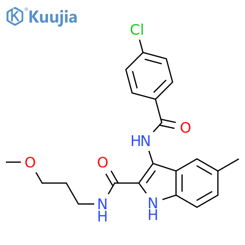 3-(4-chlorobenzamido)-N-(3-methoxypropyl)-5-methyl-1H-indole-2-carboxamide structure