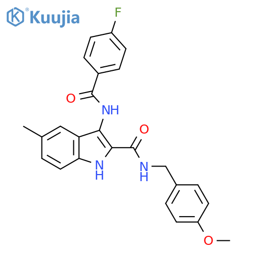 3-(4-fluorobenzamido)-N-[(4-methoxyphenyl)methyl]-5-methyl-1H-indole-2-carboxamide structure