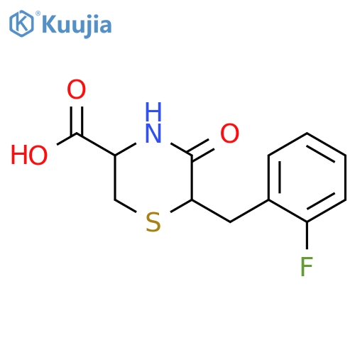 6-[(2-fluorophenyl)methyl]-5-oxothiomorpholine-3-carboxylic acid structure