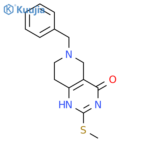 Pyrido[4,3-d]pyrimidin-4(3H)-one,5,6,7,8-tetrahydro-2-(methylthio)-6-(phenylmethyl)- structure