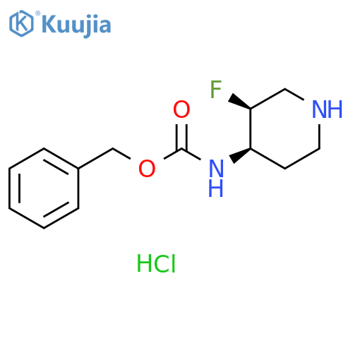 benzyl N-[(3S,4R)-3-fluoro-4-piperidyl]carbamate;hydrochloride structure