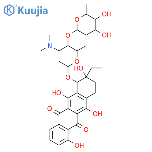 5,12-Naphthacenedione,8-ethyl-7,8,9,10-tetrahydro-1,6,8,11-tetrahydroxy-7-[[2,3,6-trideoxy-4-O-(2,6-dideoxy-a-L-lyxo-hexopyranosyl)-3-(dimethylamino)-a-L-lyxo-hexopyranosyl]oxy]-,(7R,8R)- (9CI) structure