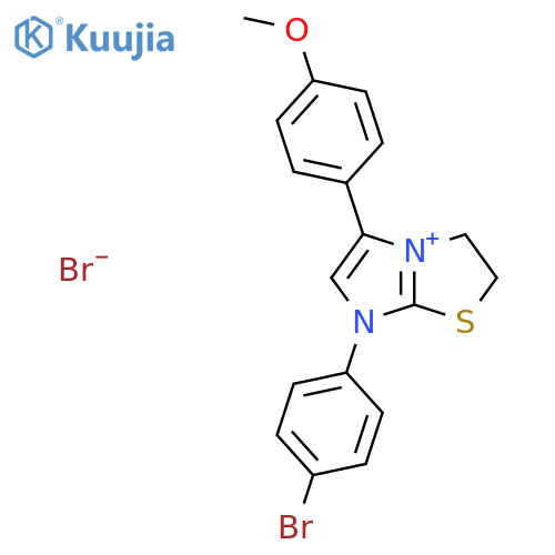 7-(4-bromophenyl)-5-(4-methoxyphenyl)-2H,3H-7-imidazo[2,1-b][1,3]thiazol-7-ylium bromide structure