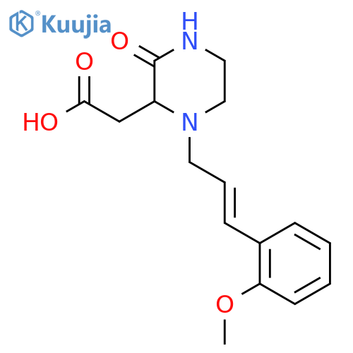 2-{1-[(2E)-3-(2-methoxyphenyl)prop-2-en-1-yl]-3-oxopiperazin-2-yl}acetic acid structure