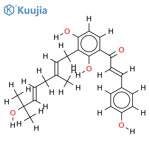 (E,E,E)-4,2?,4?-trihydroxy-3?-(7?-hydroxy-3?,7?-dimethyloct-2?,5?-dienyl)chalcone structure