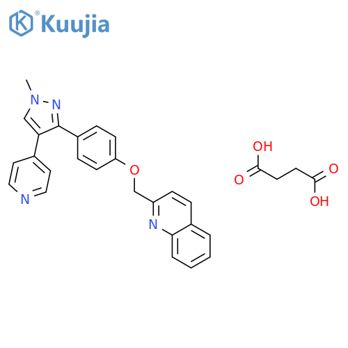 2-((4-(1-Methyl-4-(pyridin-4-yl)-1H-pyrazol-3-yl)phenoxy)methyl)quinoline succinate structure