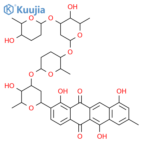 5,12-Naphthacenedione,2-[2,6-dideoxy-3-O-[(2S,5S,6S)-5-[[2,6-dideoxy-3-O-[(2S,5S,6S)-tetrahydro-5-hydroxy-6-methyl-2H-pyran-2-yl]-b-D-arabino-hexopyranosyl]oxy]tetrahydro-6-methyl-2H-pyran-2-yl]-b-L-arabino-hexopyranosyl]-1,6,10-trihydroxy-8-methyl-(9CI) structure