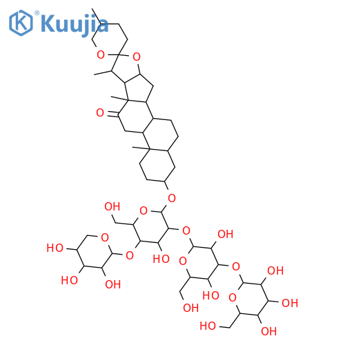 Spirostan-12-one, 3-[(O-β-D-glucopyranosyl-(1→3)-O-β-D-glucopyranosyl-(1→2)-O-[β-D-xylopyranosyl-(1→4)]-β-D-galactopyranosyl)oxy]-, (3β,5α,25R)- (9CI) structure