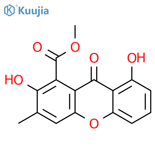 2,8-dihydroxy-3-methyl-9-oxoxanthene-1-carboxylic acid methyl ester structure