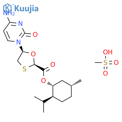 (2R,5S)-5-(cytosin-1-yl)-1,3-oxathiolane-2-carboxylic acid (1'R,2'S,5'R)-menthyl ester methanesulfonic acid sakt structure