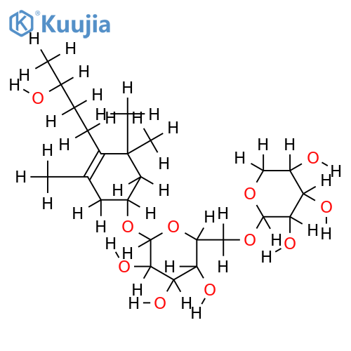 (3R,9R)-3,9-dihydroxymegastigman-5-en 3-O-alpha-L-arabinopyranosyl(1->6)-beta-D-glucopyranoside structure