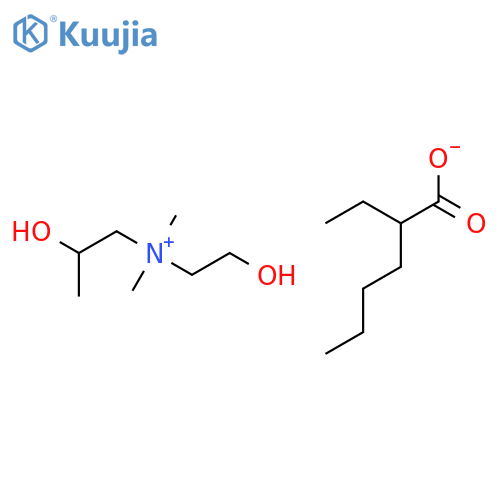 N-(2-Hydroxyethyl)-N-(2-hydroxypropyl)-N,N-dimethyl ammonium 2-ethylhexanoate structure