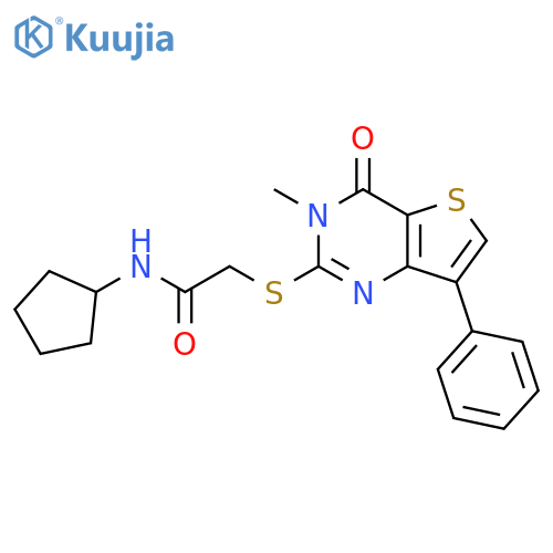 N-cyclopentyl-2-({3-methyl-4-oxo-7-phenyl-3H,4H-thieno[3,2-d]pyrimidin-2-yl}sulfanyl)acetamide structure