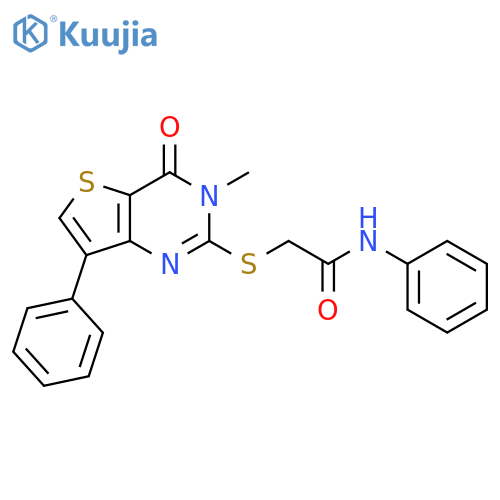 2-({3-methyl-4-oxo-7-phenyl-3H,4H-thieno[3,2-d]pyrimidin-2-yl}sulfanyl)-N-phenylacetamide structure