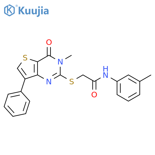 2-({3-methyl-4-oxo-7-phenyl-3H,4H-thieno[3,2-d]pyrimidin-2-yl}sulfanyl)-N-(3-methylphenyl)acetamide structure