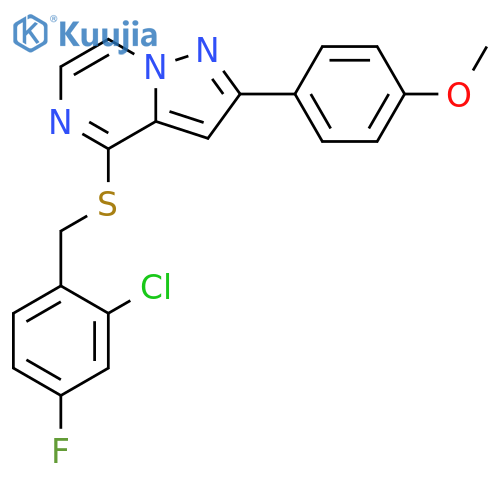 4-{[(2-chloro-4-fluorophenyl)methyl]sulfanyl}-2-(4-methoxyphenyl)pyrazolo[1,5-a]pyrazine structure