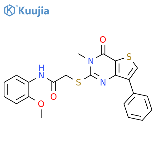 N-(2-methoxyphenyl)-2-({3-methyl-4-oxo-7-phenyl-3H,4H-thieno[3,2-d]pyrimidin-2-yl}sulfanyl)acetamide structure