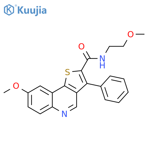 8-Methoxy-N-(2-methoxyethyl)-3-phenylthieno[3,2-c]quinoline-2-carboxamide structure