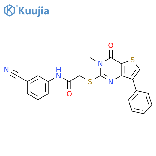 N-(3-cyanophenyl)-2-({3-methyl-4-oxo-7-phenyl-3H,4H-thieno[3,2-d]pyrimidin-2-yl}sulfanyl)acetamide structure