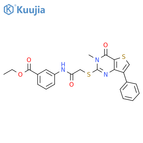 ethyl 3-[2-({3-methyl-4-oxo-7-phenyl-3H,4H-thieno[3,2-d]pyrimidin-2-yl}sulfanyl)acetamido]benzoate structure