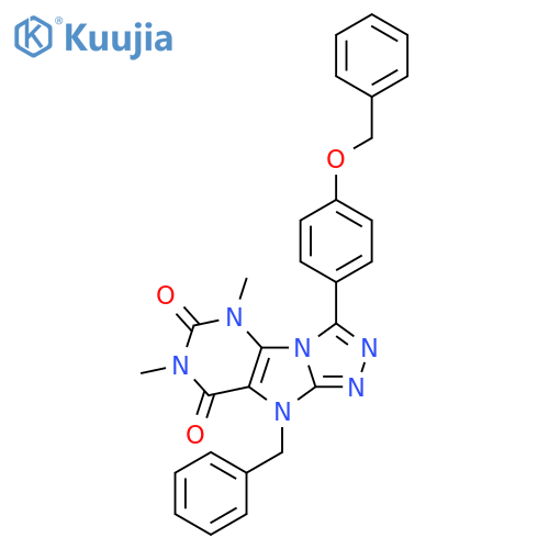 9-benzyl-3-[4-(benzyloxy)phenyl]-5,7-dimethyl-5H,6H,7H,8H,9H-[1,2,4]triazolo[3,4-h]purine-6,8-dione structure