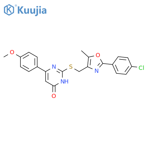 2-({[2-(4-chlorophenyl)-5-methyl-1,3-oxazol-4-yl]methyl}sulfanyl)-6-(4-methoxyphenyl)pyrimidin-4-ol structure