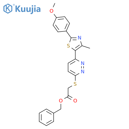 benzyl 2-({6-[2-(4-methoxyphenyl)-4-methyl-1,3-thiazol-5-yl]pyridazin-3-yl}sulfanyl)acetate structure