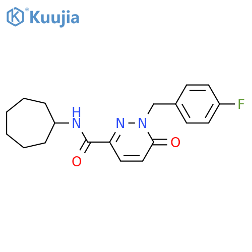 N-cycloheptyl-1-[(4-fluorophenyl)methyl]-6-oxo-1,6-dihydropyridazine-3-carboxamide structure