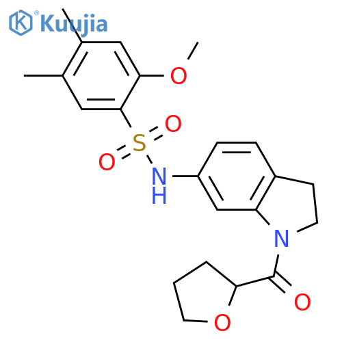 2-methoxy-4,5-dimethyl-N-[1-(oxolane-2-carbonyl)-2,3-dihydro-1H-indol-6-yl]benzene-1-sulfonamide structure