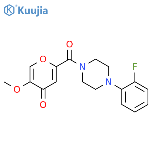 2-[4-(2-fluorophenyl)piperazine-1-carbonyl]-5-methoxy-4H-pyran-4-one structure