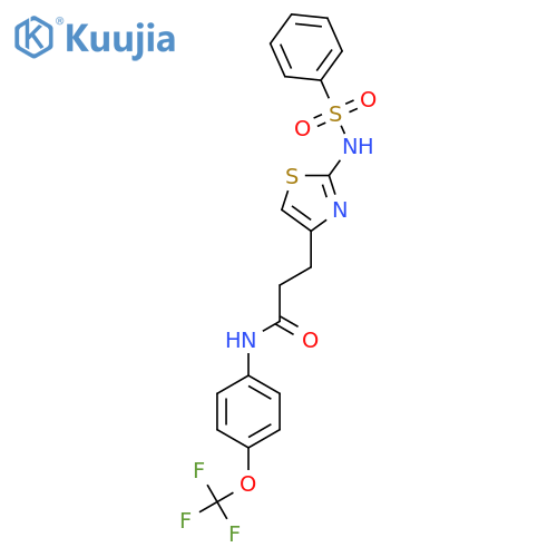 3-(2-benzenesulfonamido-1,3-thiazol-4-yl)-N-[4-(trifluoromethoxy)phenyl]propanamide structure