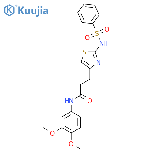 3-(2-benzenesulfonamido-1,3-thiazol-4-yl)-N-(3,4-dimethoxyphenyl)propanamide structure