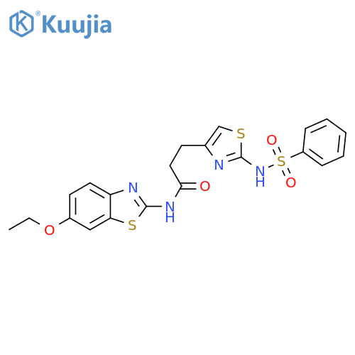3-(2-benzenesulfonamido-1,3-thiazol-4-yl)-N-(6-ethoxy-1,3-benzothiazol-2-yl)propanamide structure
