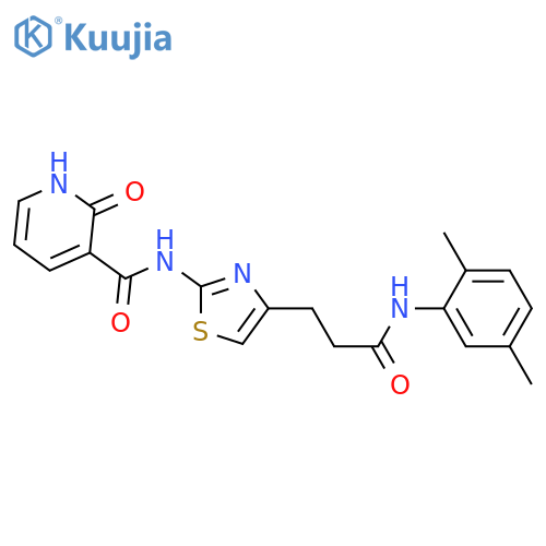 N-(4-{2-[(2,5-dimethylphenyl)carbamoyl]ethyl}-1,3-thiazol-2-yl)-2-oxo-1,2-dihydropyridine-3-carboxamide structure