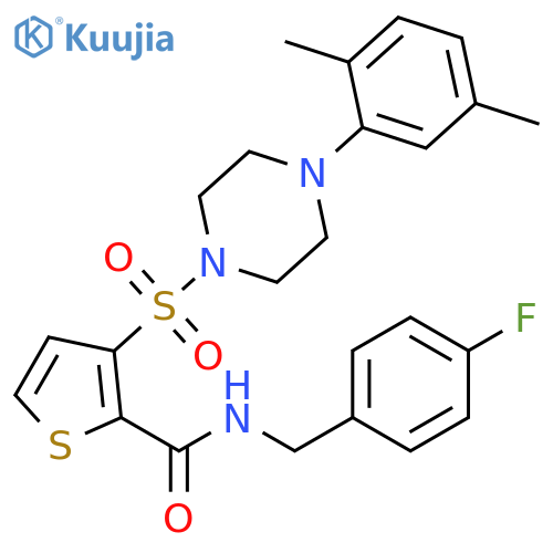 3-{[4-(2,5-dimethylphenyl)piperazin-1-yl]sulfonyl}-N-[(4-fluorophenyl)methyl]thiophene-2-carboxamide structure