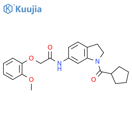 N-(1-cyclopentanecarbonyl-2,3-dihydro-1H-indol-6-yl)-2-(2-methoxyphenoxy)acetamide structure