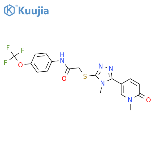 2-{[4-methyl-5-(1-methyl-6-oxo-1,6-dihydropyridin-3-yl)-4H-1,2,4-triazol-3-yl]sulfanyl}-N-[4-(trifluoromethoxy)phenyl]acetamide structure