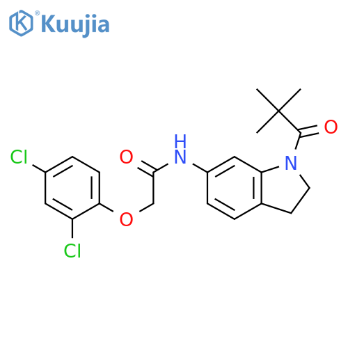 2-(2,4-dichlorophenoxy)-N-[1-(2,2-dimethylpropanoyl)-2,3-dihydro-1H-indol-6-yl]acetamide structure