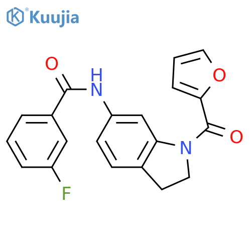3-fluoro-N-[1-(furan-2-carbonyl)-2,3-dihydro-1H-indol-6-yl]benzamide structure