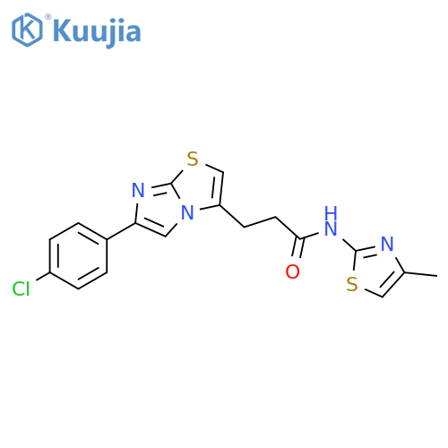 3-[6-(4-chlorophenyl)imidazo[2,1-b][1,3]thiazol-3-yl]-N-(4-methyl-1,3-thiazol-2-yl)propanamide structure