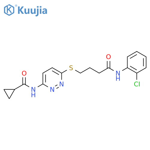 N-[6-({3-[(2-chlorophenyl)carbamoyl]propyl}sulfanyl)pyridazin-3-yl]cyclopropanecarboxamide structure