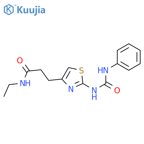 N-ethyl-3-{2-[(phenylcarbamoyl)amino]-1,3-thiazol-4-yl}propanamide structure