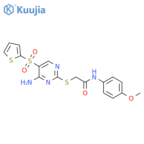 2-{[4-amino-5-(thiophene-2-sulfonyl)pyrimidin-2-yl]sulfanyl}-N-(4-methoxyphenyl)acetamide structure