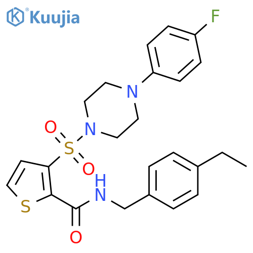 N-[(4-ethylphenyl)methyl]-3-{[4-(4-fluorophenyl)piperazin-1-yl]sulfonyl}thiophene-2-carboxamide structure