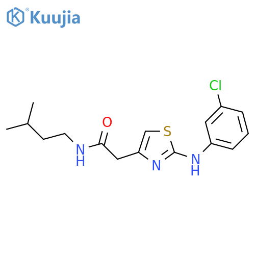 2-{2-[(3-chlorophenyl)amino]-1,3-thiazol-4-yl}-N-(3-methylbutyl)acetamide structure