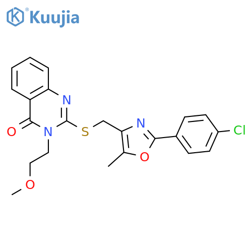 2-({[2-(4-chlorophenyl)-5-methyl-1,3-oxazol-4-yl]methyl}sulfanyl)-3-(2-methoxyethyl)-3,4-dihydroquinazolin-4-one structure