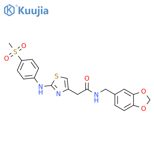 N-[(2H-1,3-benzodioxol-5-yl)methyl]-2-{2-[(4-methanesulfonylphenyl)amino]-1,3-thiazol-4-yl}acetamide structure