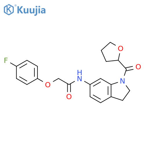 2-(4-fluorophenoxy)-N-[1-(oxolane-2-carbonyl)-2,3-dihydro-1H-indol-6-yl]acetamide structure