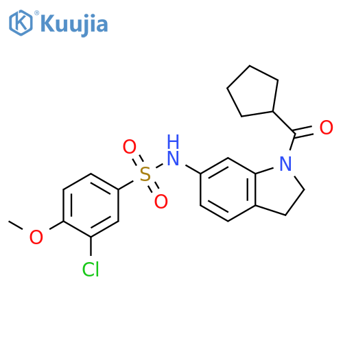 3-chloro-N-(1-cyclopentanecarbonyl-2,3-dihydro-1H-indol-6-yl)-4-methoxybenzene-1-sulfonamide structure