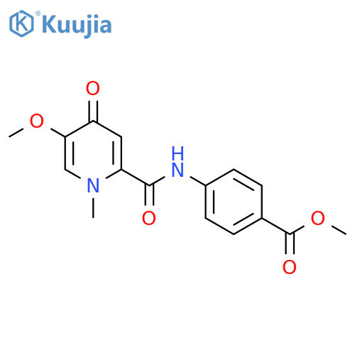 methyl 4-(5-methoxy-1-methyl-4-oxo-1,4-dihydropyridine-2-amido)benzoate structure